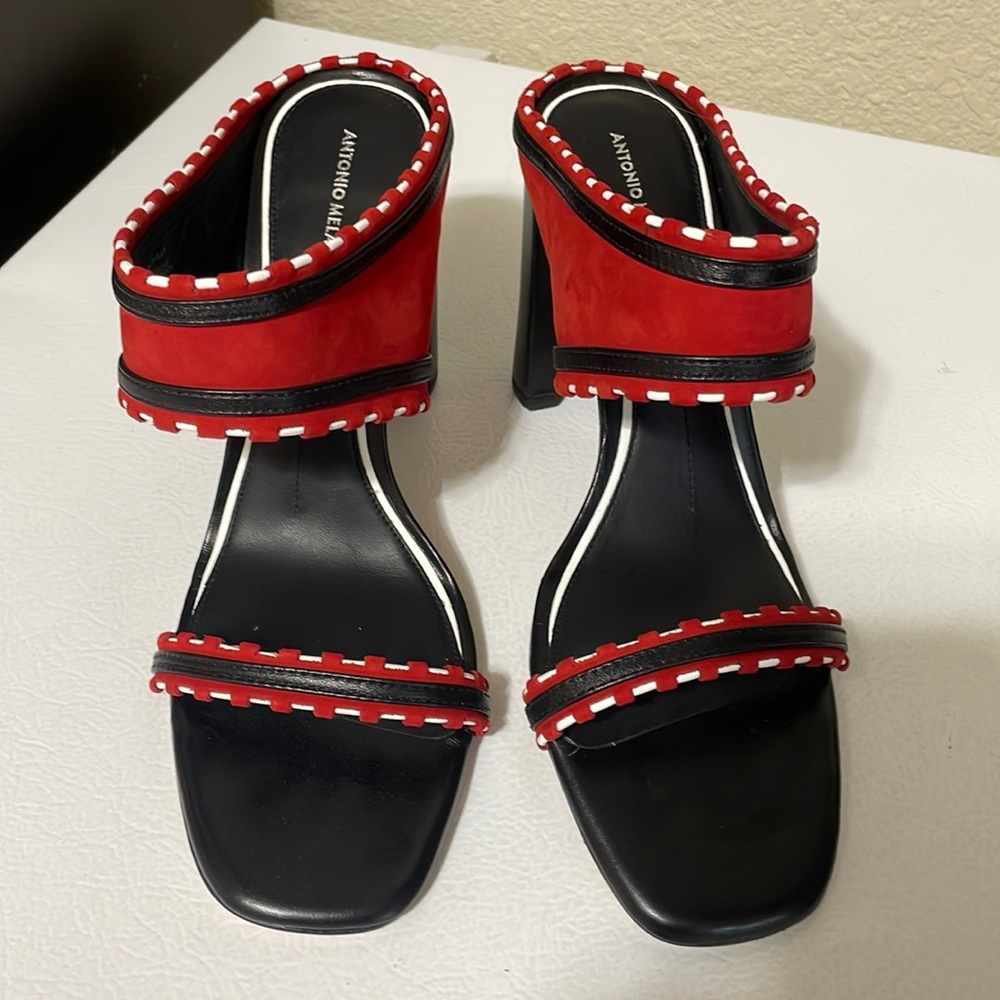 COPY - Antonio Melani Women's Black & Red Slide On Heels. Excellent Near New Co…